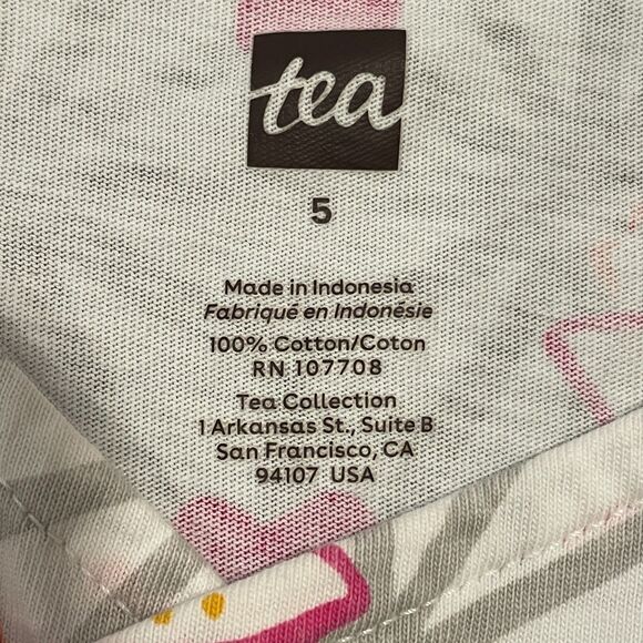 ~ Tea Dress, 5 Girls, Floral, Long Sleeve, Wrap, Pink Gray Purple Cotton Stretch - Picture 14 of 14